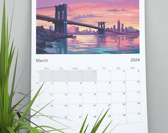 New York Illustrated Wall Calendar 2024, Monthly Planner