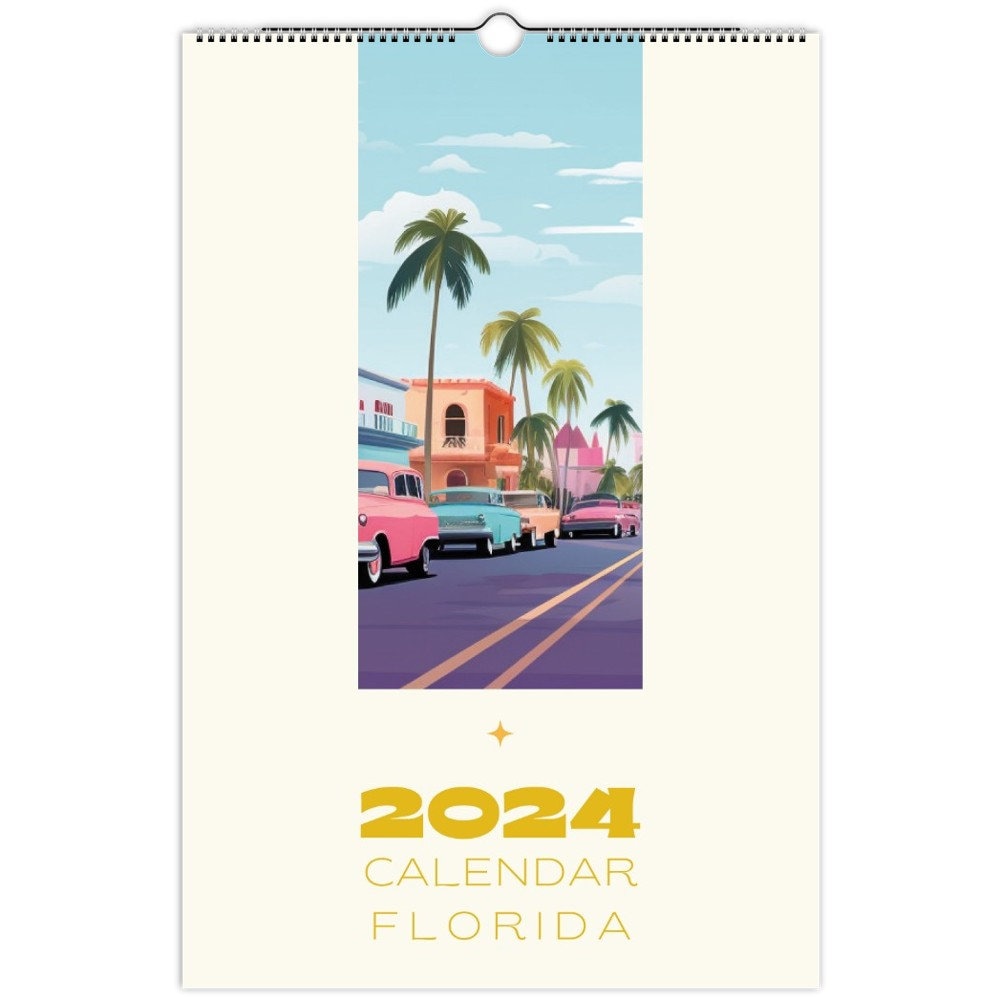 Florida Wall Calendar 2024, Monthly Calendar, Florida Gift Christmas