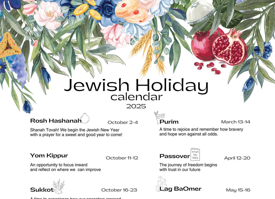 Jewish Holiday Calendar 2025 Hebrew Calendar Rosh Hashanah Gifts Jewish Prints Gift, Judaica Prints Printable Jewish Calendar 5785 - Etsy jewish-holiday-calendar-2025-hebrew-calendar-rosh-hashanah-gifts-jewish-prints-gift-judaica-prints-printable-jewish-calendar-5785-etsy