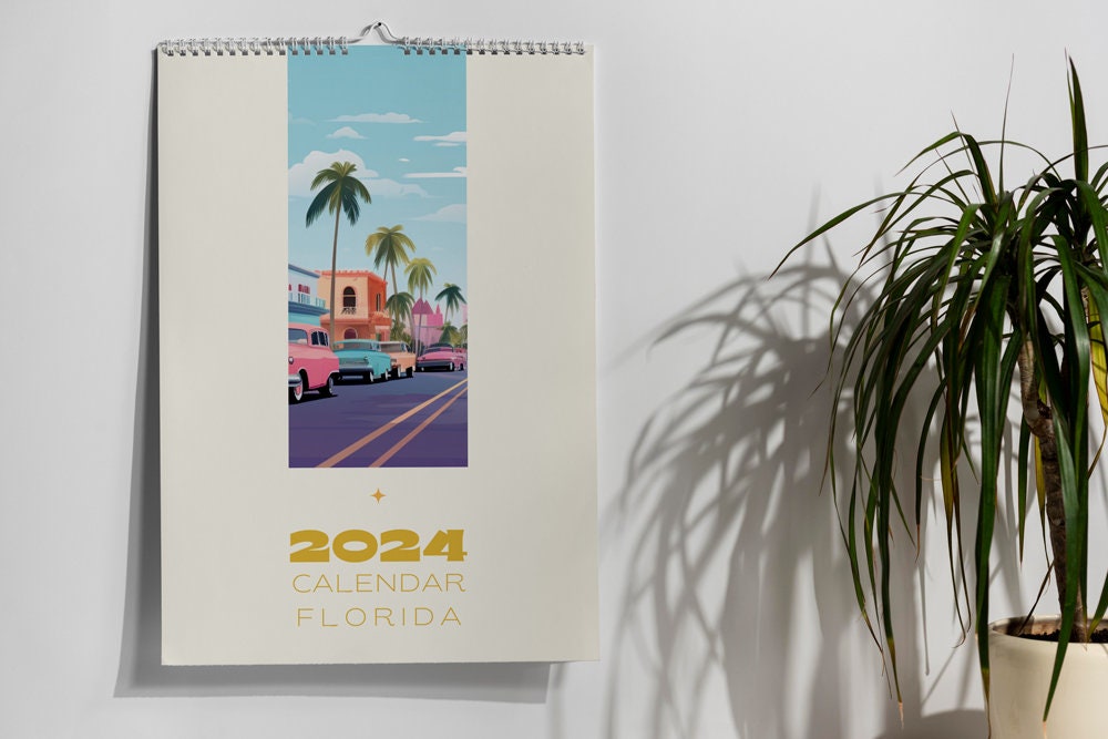 Florida Wall Calendar 2024, Monthly Calendar, Florida Gift Christmas