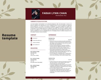 Professional Resume Template, Modern Resume Template 2024 with Two Page, Reference and Cover Letter, Instant Download and Personalized CV