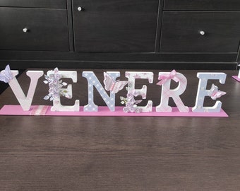 Letras de madera 11 cm decoradas comunión niña