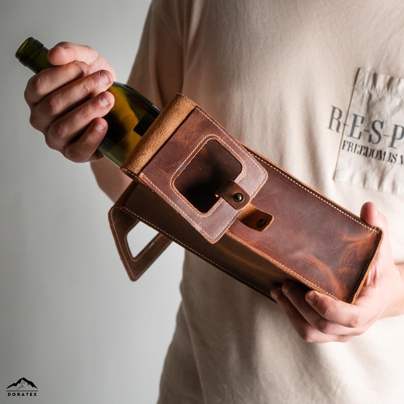 Personalized Leather Wine Bag, Christmas Wine Caddy, Monogram Wine Accessories, Gifts for Him ...