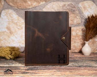 Personalized Leather Portfolio, Chtistmas Gift for Him, Padfolio for Men, A5 Notebook Cover, Husband Gift