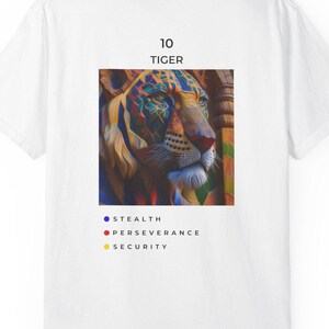 Gaudi Tiger Shirt, Stealth Perseverance Animal Tee, Psychology Trait Graphic T-Shirt, Touch of Muse Collection No.10