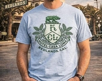 Camiseta vintage del Hotel Casa Loma / Camiseta de Redlands, California / Gráfico de hotel histórico / Camiseta de recuerdo de viaje / Regalo retro de California / Unisex
