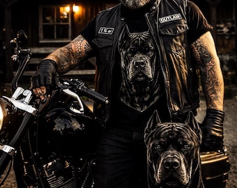 Camisa de Cane Corso para hombre / Camiseta gráfica de perro guardián poderoso / Camiseta negra estilo motero / Gildan 5000 algodón grueso unisex / Regalo de Cane Corso