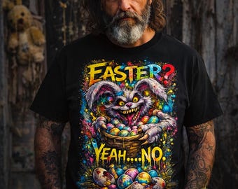 Camiseta de conejito de Pascua desquiciado / Camiseta divertida de terror para Pascua / Camiseta con estampado de conejo espeluznante / Camiseta navideña de humor negro / Regalo gótico de primavera / Unisex