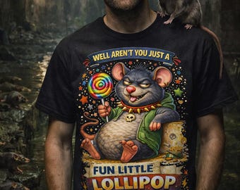 Camiseta divertida de rata con humor sarcástico, camiseta gráfica, camiseta de chiste psicópata de piruleta