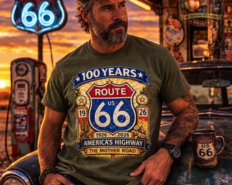 Camiseta 100 años de la Ruta 66 / Camiseta centenario de la Ruta 66 / Camiseta Americas Highway / Camiseta vintage de la Ruta 66 / Camiseta Mother Road