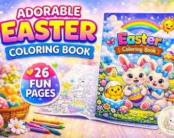 Libro para colorear de Pascua para niños / Dibujos de conejitos para colorear / Libro de actividades para niños pequeños / Libro para colorear de primavera / Regalo de Pascua para niños / Edades de 3 a 8 años