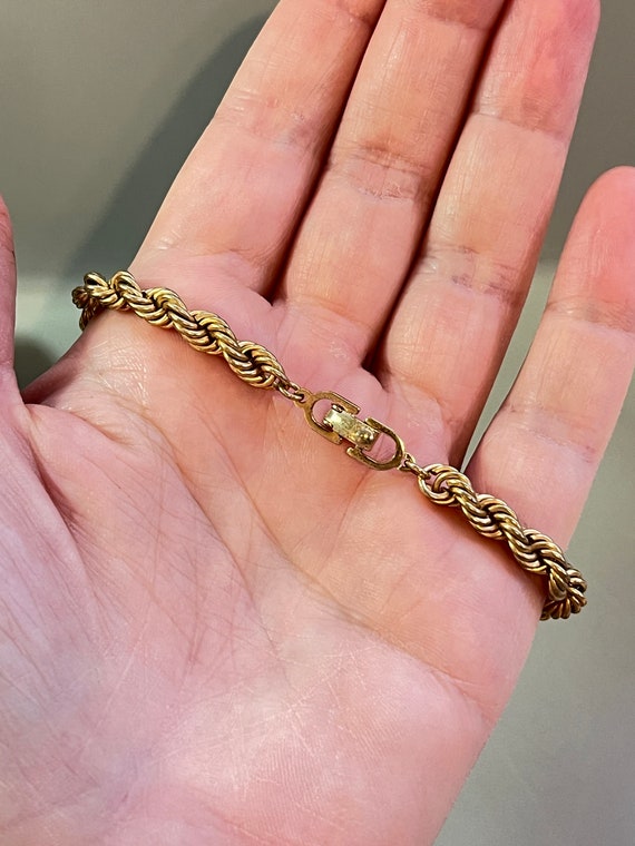 Vintage Christian Dior Gold Tone Rope Bracelet | … - image 1