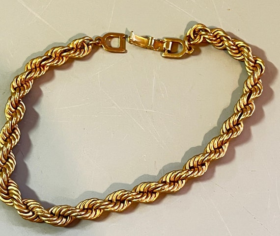 Vintage Christian Dior Gold Tone Rope Bracelet | … - image 5
