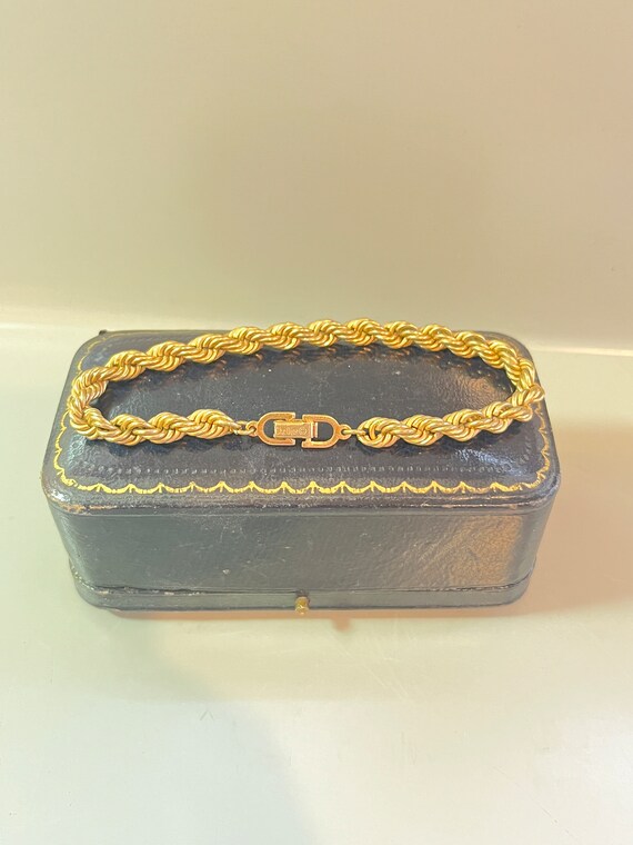 Vintage Christian Dior Gold Tone Rope Bracelet | … - image 3