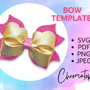 Fiery Hair Bow Template SVG - Faux Leather Hair Bow Template SVG Cut File for Cricut Pdf, Png - DIY