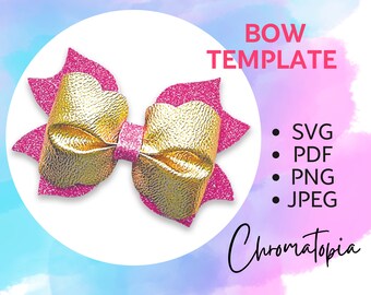 Fiery Hair Bow Plantilla SVG - Faux Leather Hair Bow Plantilla SVG Archivo de corte para Cricut Pdf, Png - DIY