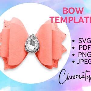 Elegante Kunstleder Haarschleife Vorlage SVG für Cricut Cut Datei - Pdf, Png Datei Printable mit Foto Anleitung - Instant Download