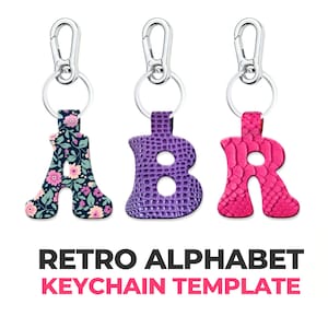 Alphabet Keychain template SVG -  Bag Tag Fob Template - Faux Leather Keychain - Leather Keychain svg Cut File for Cricut Silhouette Pdf