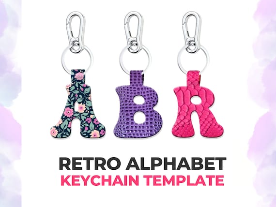 Alphabet Keychain template SVG -  Bag Tag Fob Template - Faux Leather Keychain - Leather Keychain svg Cut File for Cricut Silhouette Pdf