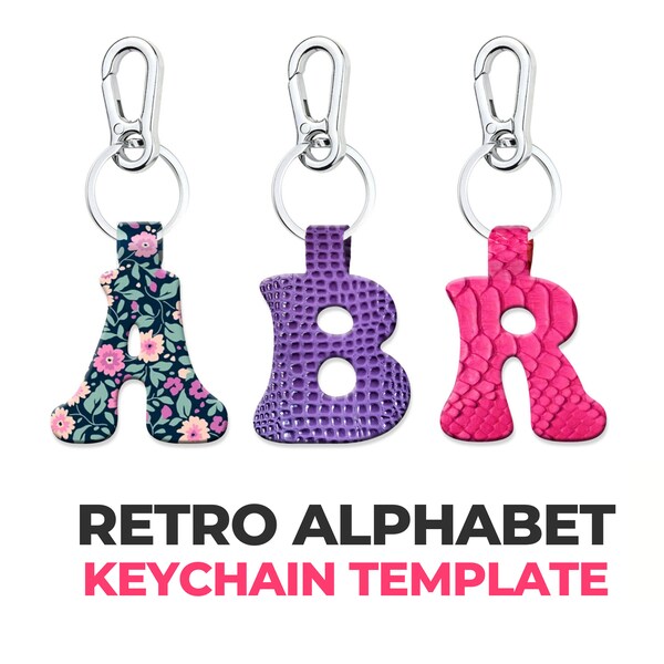 Alphabet Keychain template SVG -  Bag Tag Fob Template - Faux Leather Keychain - Leather Keychain svg Cut File for Cricut Silhouette Pdf