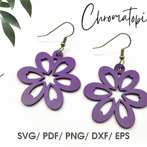Floral Shape with a Star Core Faux Leather Svg Earrings Template - Silhouette, Cricut Cut File - Earring SVG files
