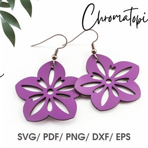 Modello di orecchini Svg in finta pelle con motivi floreali teneri - Silhouette, Cricut Cut File - File SVG per orecchini