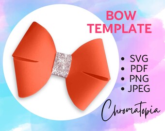 Classic Hair Bow SVG Template - Faux Leather Bow template svg for Cricut, Silhouette - Bow PDF - Felt Bow Pattern - SVG cut file