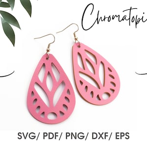 Leather teardrop earring files - Earring Svg - Laser Cut - File Digital - Download