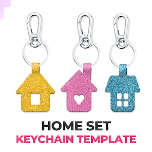 Home Keychain SVG files for Cricut and Silhouette - Key Chain Svg - Aesthetic Keychain Cute - Leather keychain PDF, PNG - Leather Template