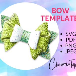 Hair Bow Template SVG - Faux Leather Hair Bow Template SVG Cut File for Cricut Silhouette Pdf, Png - DIY
