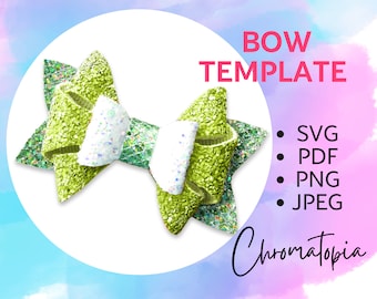 ヘア ボウ テンプレート SVG - フェイク レザー ヘア ボウ テンプレート SVG カット ファイル Cricut シルエット PDF、Png - DIY