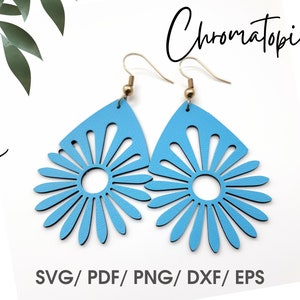 Chamomile with Arrow Shape Tip Earring Svg - Laser Cut - File Digital - Download