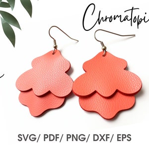 Layered leather earring files Pine Shape Faux Leather Earring Templates