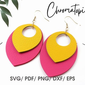 Double Leaf Form Faux Leather Earring Templates