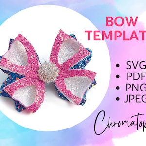 4 Petals Hair Bow Template SVG - Faux Leather Hair Bow Template SVG Cut File for Cricut Silhouette Pdf, Png - DIY