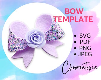 Simple Bow Template SVG for Cricut Silhouette or Glowforge- DIY Hair Bows Svg Cut File -  PDF Felt Bow Pattern