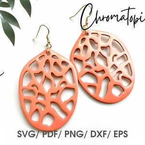 Irregular Oval Shape with Animal Pattern Faux Leather Svg Earrings Template - Silhouette, Cricut Cut File - Earring SVG files