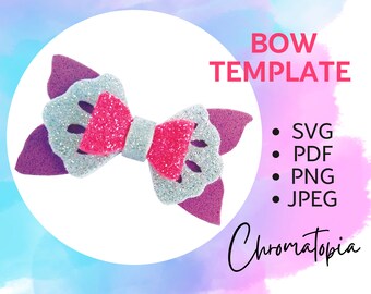 Cute Hair Bow Pattern - Bow Template SVG for Cricut and other cutting machines - DIY Hair Bows SVG Cut File