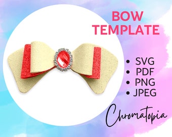 Cute Hair Bow SVG Template - Faux Leather Bows Design svg for Cricut - PDF Felt Bow Pattern - SVG cut file