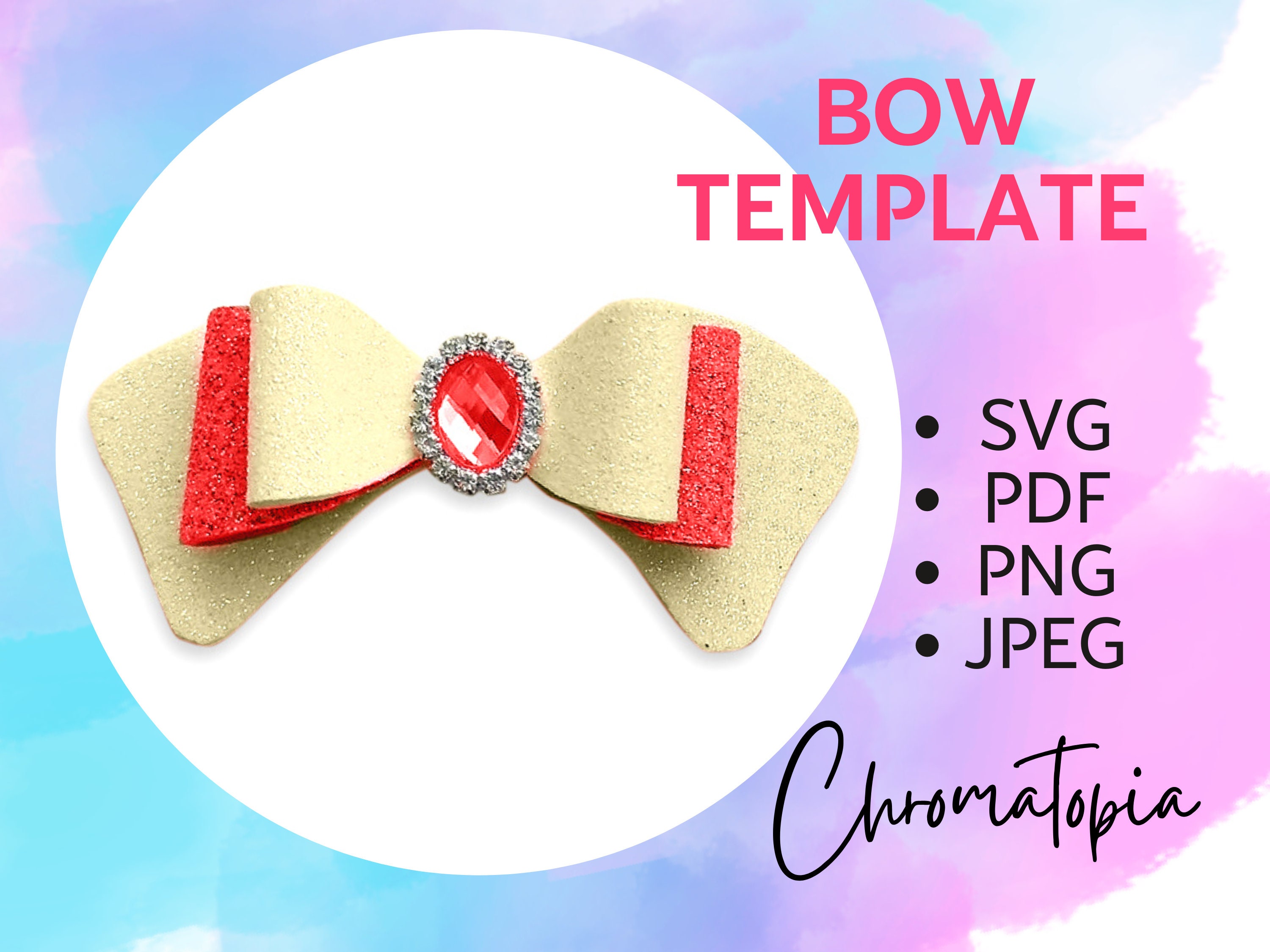 Cute Hair Bow SVG Template - Faux Leather Bows Design Svg for Cricut ...