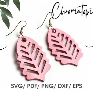 Abstract Feather Shape Faux leather earring svg - SVG cut file - Dangle Earrings template for Cricut or Silhouette
