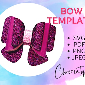 Hair Bow Template SVG - Faux Leather Hair Bow Template SVG Cut File for Cricut Silhouette Pdf, Png - DIY