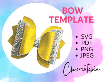 Jagged Hair Bow SVG Template - Faux Leather Bows Design svg for Cricut - PDF Felt Bow Pattern - SVG cut file