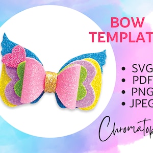 Сute with Heart Bow Template SVG, Bow PDF, Hair Bow Template, Cricut Bow svg, Bow Template for Cricut, DIY Bow Cut File