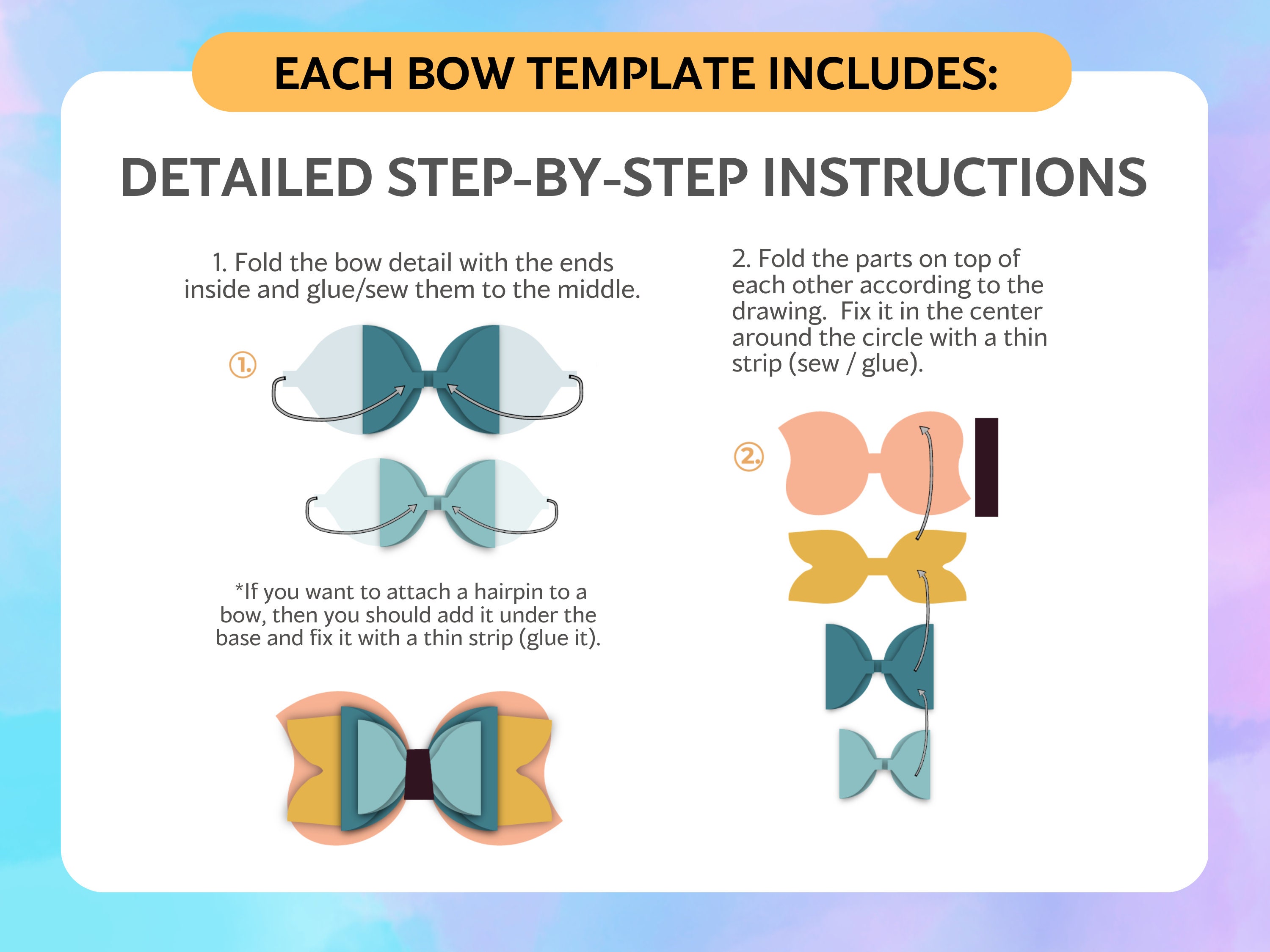 Cute Hair Bow SVG Template Faux Leather Bow Template Svg for Cricut PDF ...