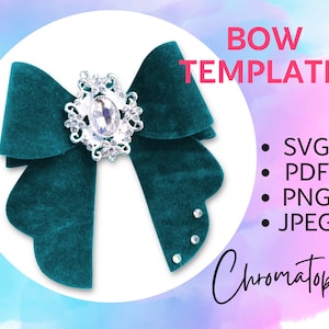 Hair Bow Template SVG - Faux Leather Hair Bow Template SVG Cut File for Cricut Silhouette Pdf, Png - DIY
