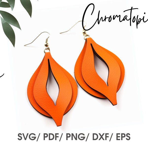 Geometric Layered Almond Earrings Svg - SVG cut file -  Faux Leather Earrings template for Silhouette or Cricut