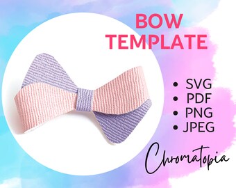 Elegant Hair Bow Template SVG, Bow PDF, Faux Leather Cricut Bow svg, Felt Bow for Cricut, DIY Bow Cut File