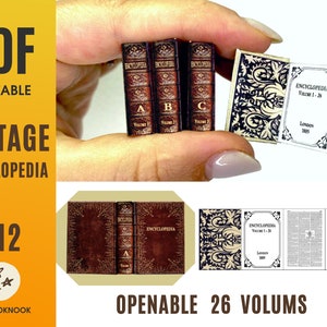 Vintage Enzyklopädie 26 Bände Mini Bücher Aufklappbare Seiten Printable Miniaturen Puppenhaus Sofort Download