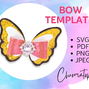 Butterfly Bow Template SVG for Cricut, Silhouette - DIY Hair Bows SVG Cut File